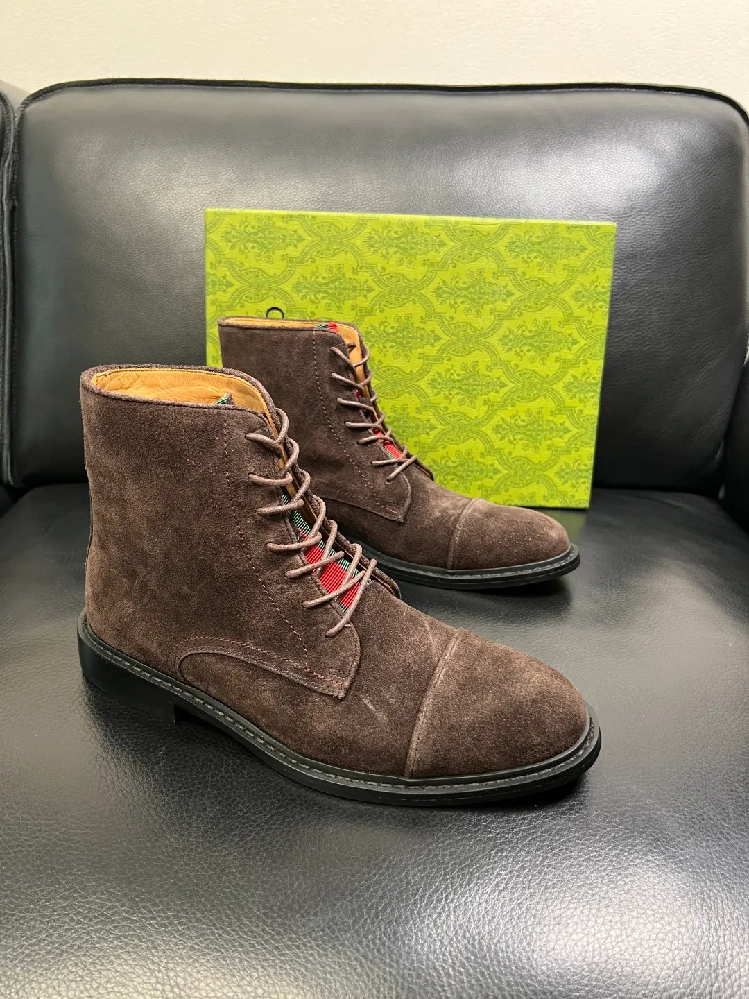 Men's shoes 💰900 Gucci High-quality top crafts Gucci Leather shoes and boots high-top series counter synchronization Original factory configuration, original cowhide imported from Italy, imported water-dyed cow lining, soles: original factory special supply original sole super comfortable, original factory and single goods High quality, welcome to compare and synchronization at the counter, code number 39-44 (customized 45)